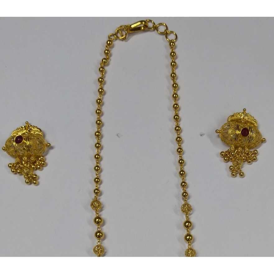 916 Gold Fancy Coller Dodi Pendant Set Akm-ps-181 - Image 3