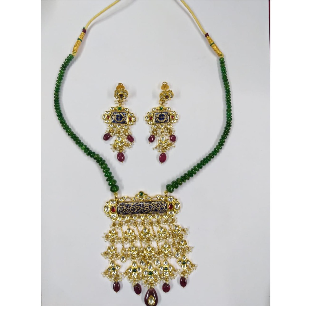gold jadtar kundan pendant set-akm-ps-057