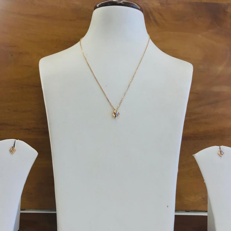 18k Rose Gold Light Weight Necklace Set - Image 4
