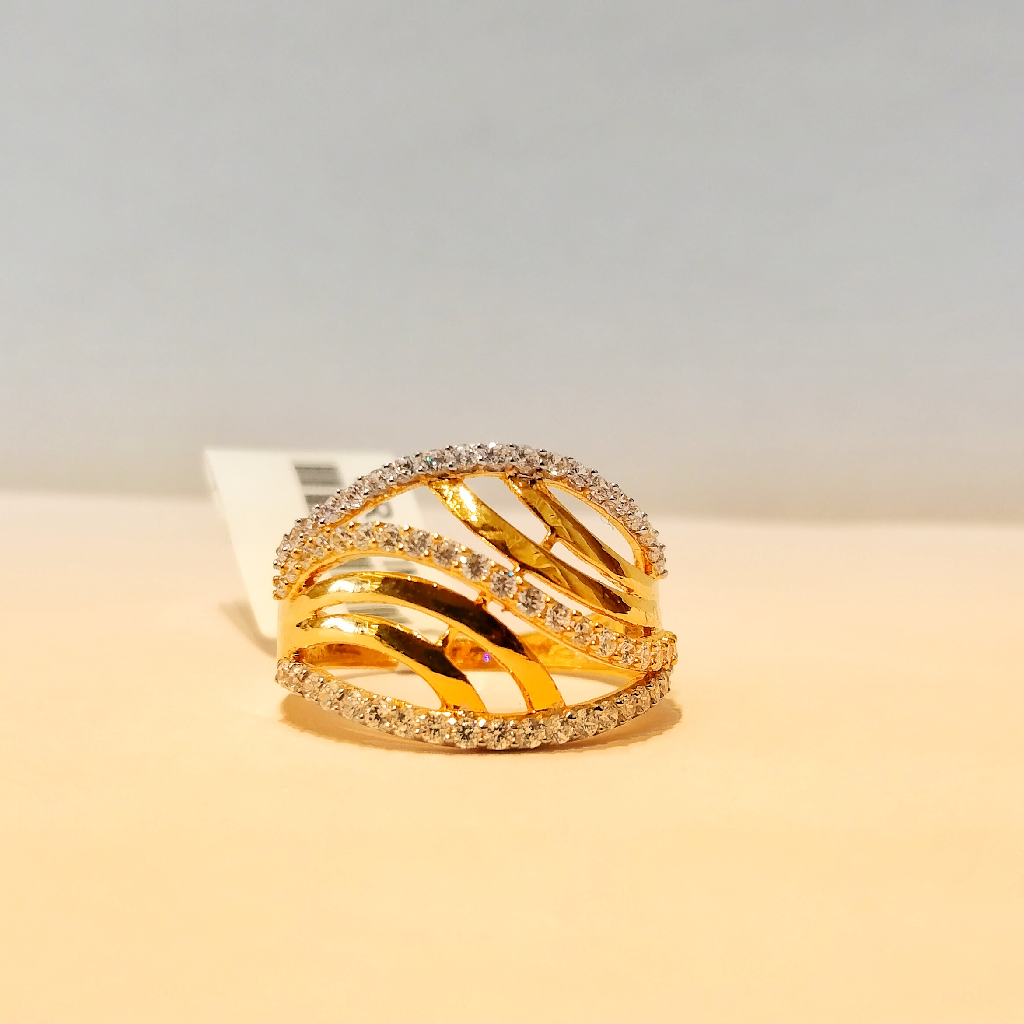 916 Gold Hallmark Diamond Fancy Bands For Ladies