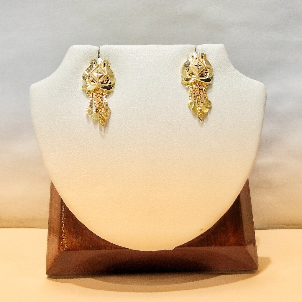 Gold 916 Hallmark Simple Casting Earrings