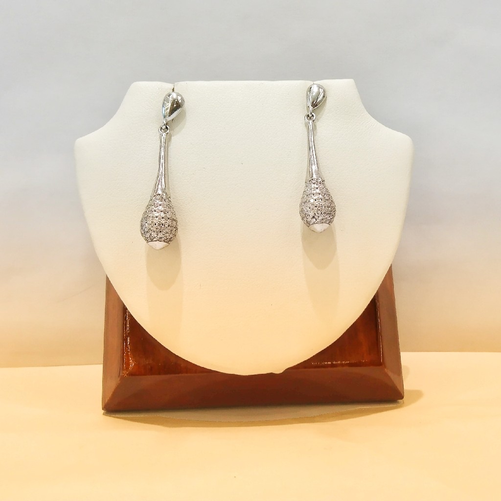 925 Sterling Silver Crystal Teardrop Long Earrings