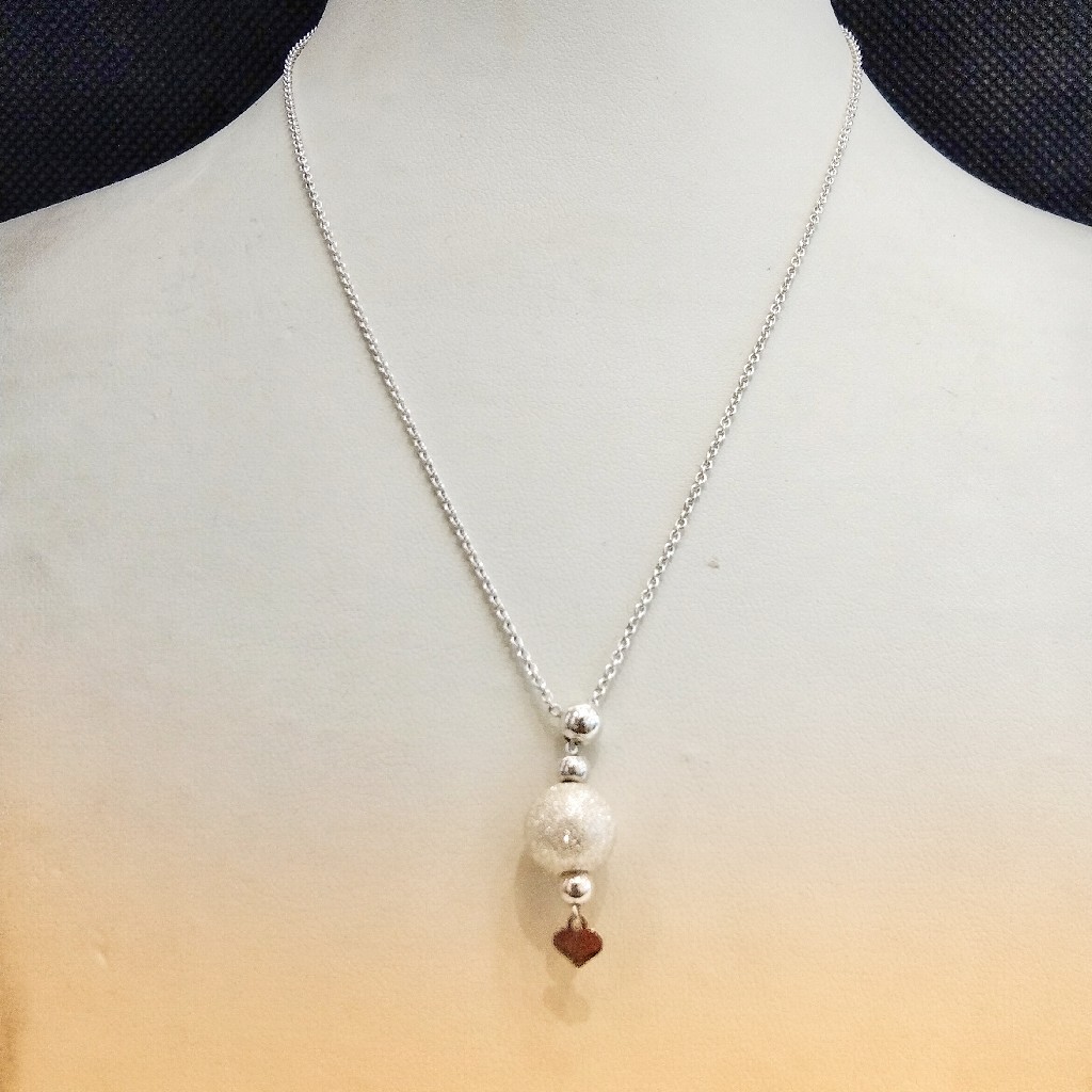925 Sterling Silver Ball Heart Silver Chain Necklace - Image 2
