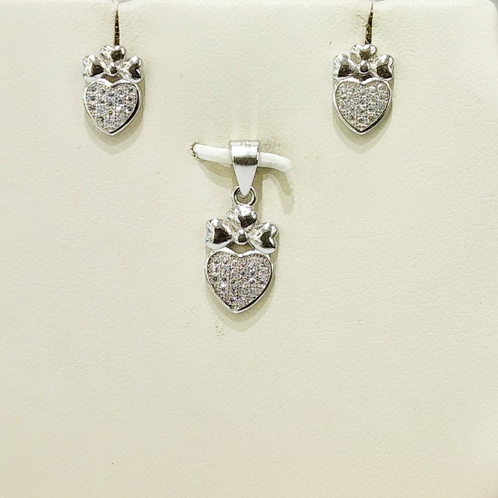 925 Sterling Silver Heart Diamond Pendant set
