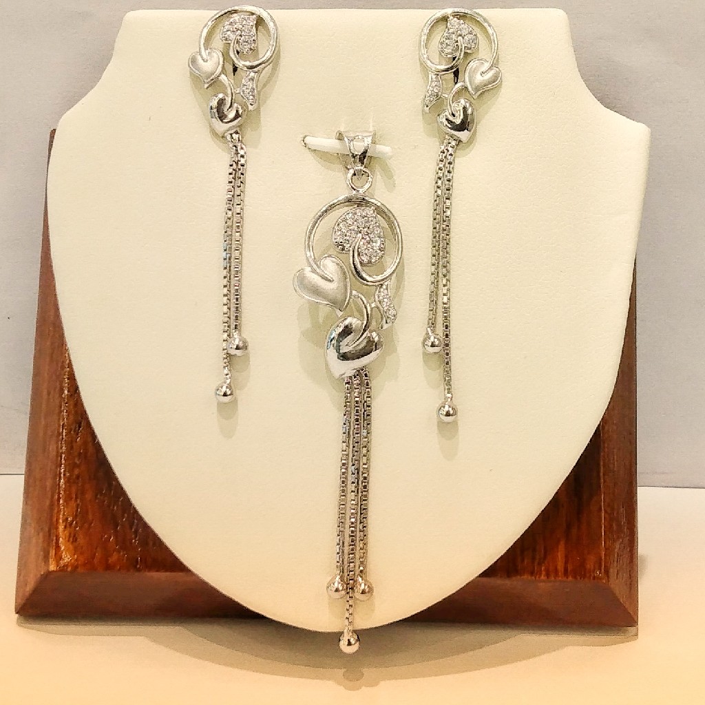 925 Sterling Silver diamond latkan Pendant Set