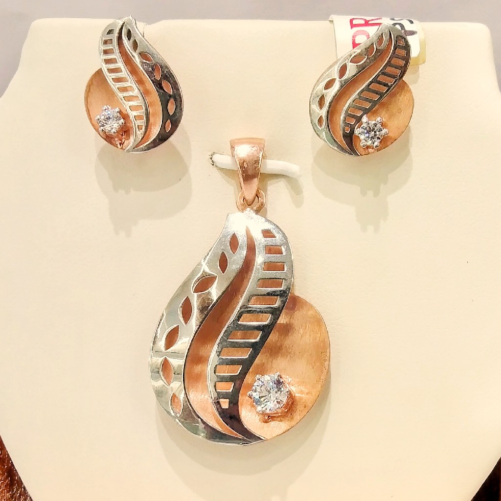 925 sterling silver rose gold unique shape italian pendant set