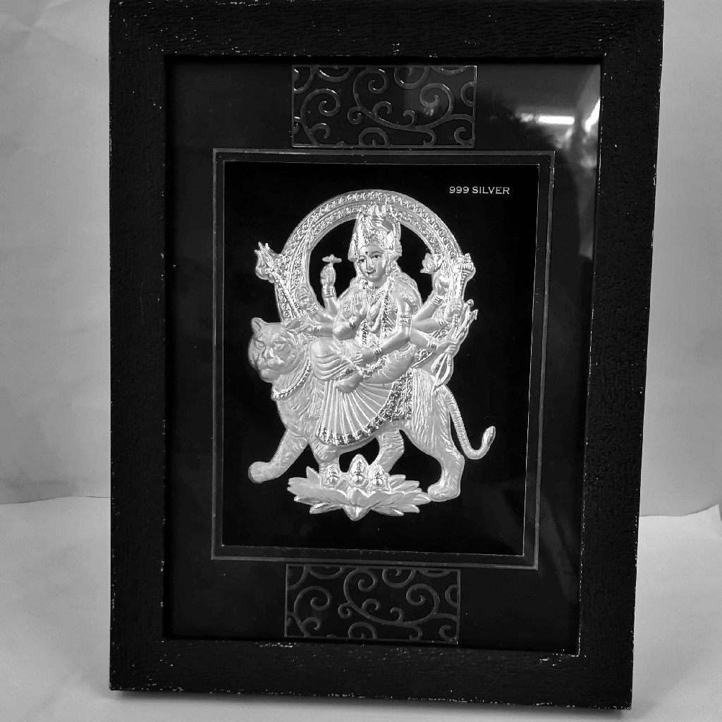 999 Silver Ambaji Maa Frame For Gift