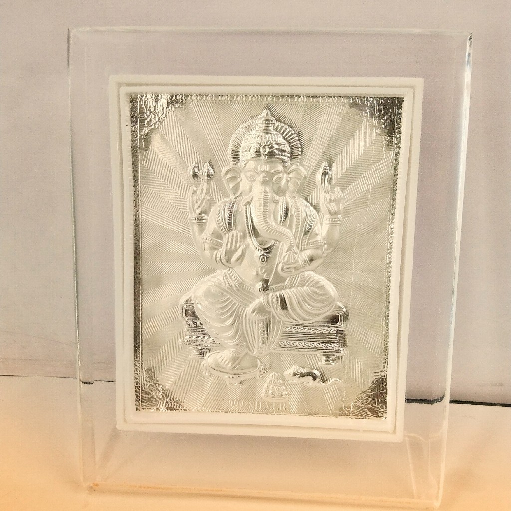 999 Silver Ganeshji Frame For Gift