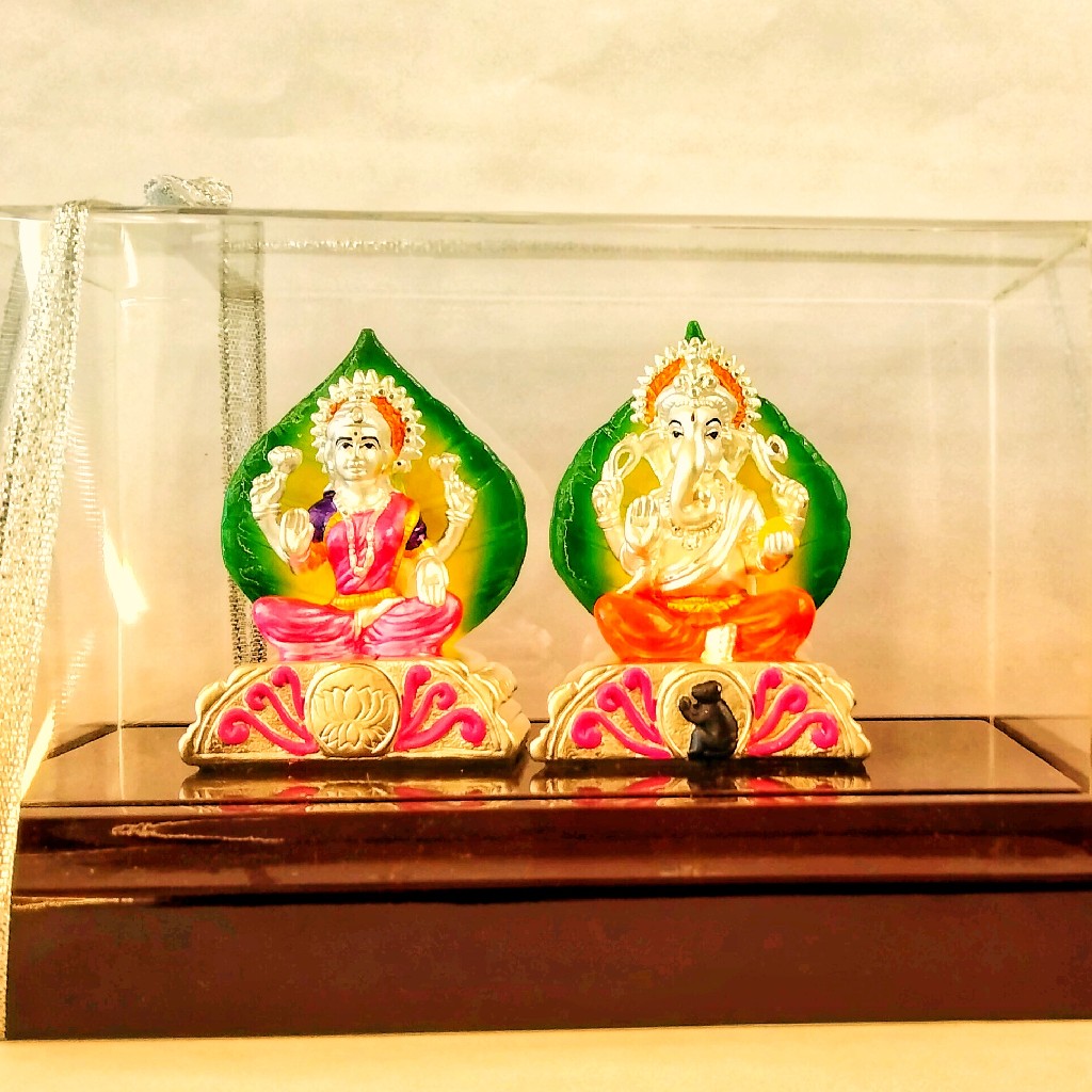 999 emerald ganesh - lakshmi silver idol