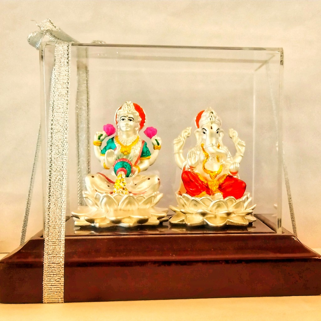 999 emerald ganesh - lakshmi silver idol