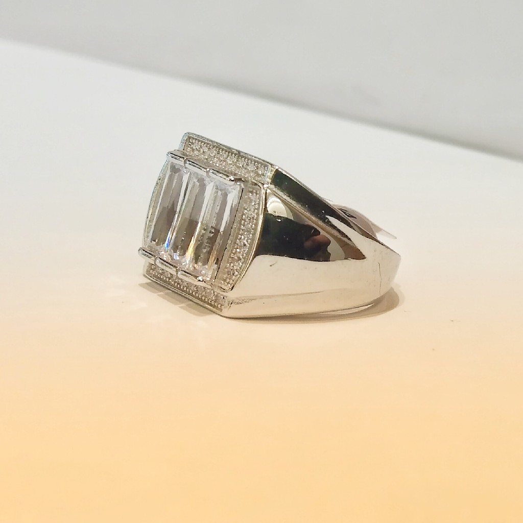 925 Solitaire Square Sterling Silver Ring For Man - Image 2