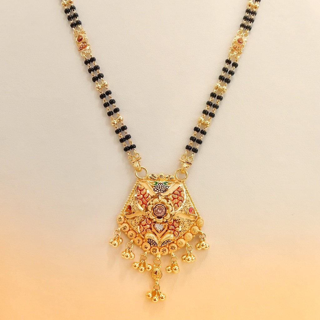 22k Hallmark kalkati Meena Work Two Line Mangalsutra