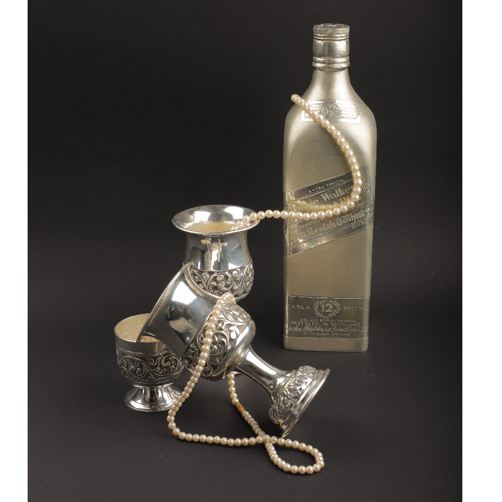 925 Pure Silver Bottle wine glass In Stylish Antique PJ-9957