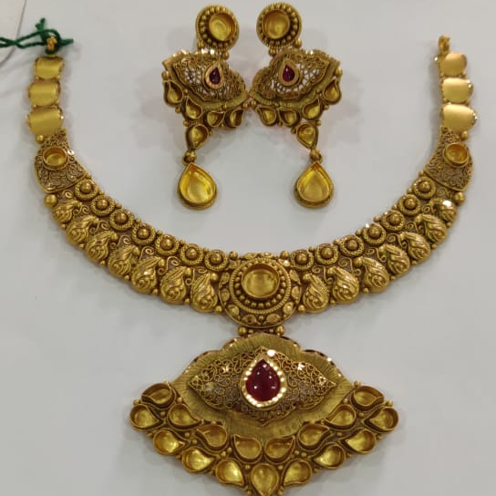 22K(916)Gold Ladies Fancy Antique Oxidised Necklace Set
