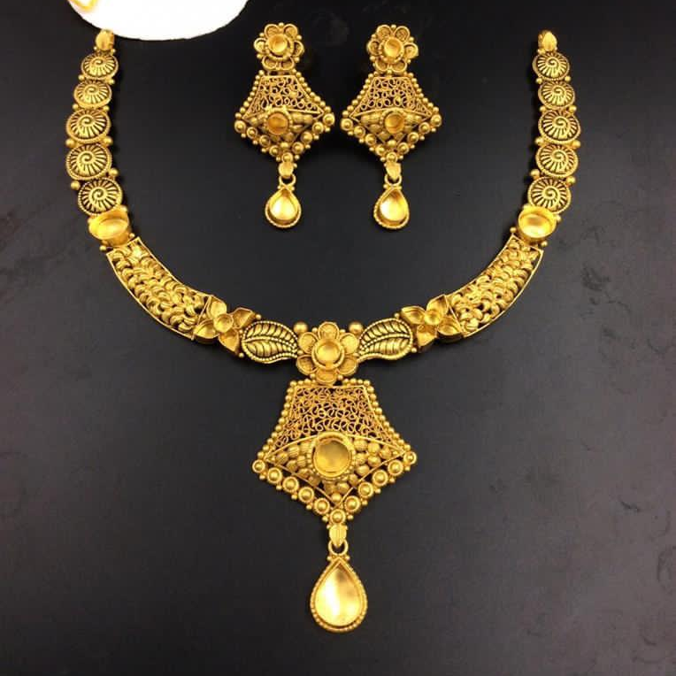 22K(916)Gold Ladies Antique Oxidised Necklace Set