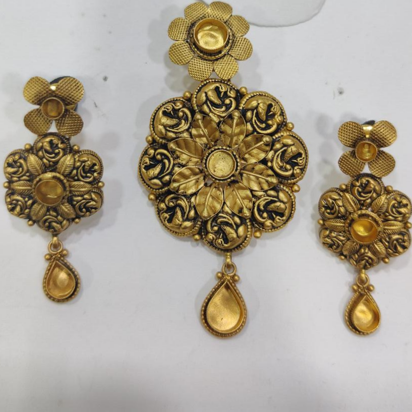 916 gold antique Calligraphy Design pendent set