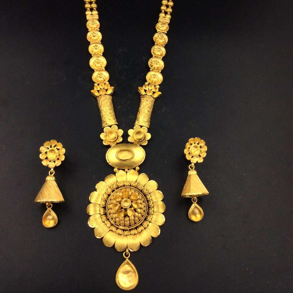 22k gold bridal long necklace set