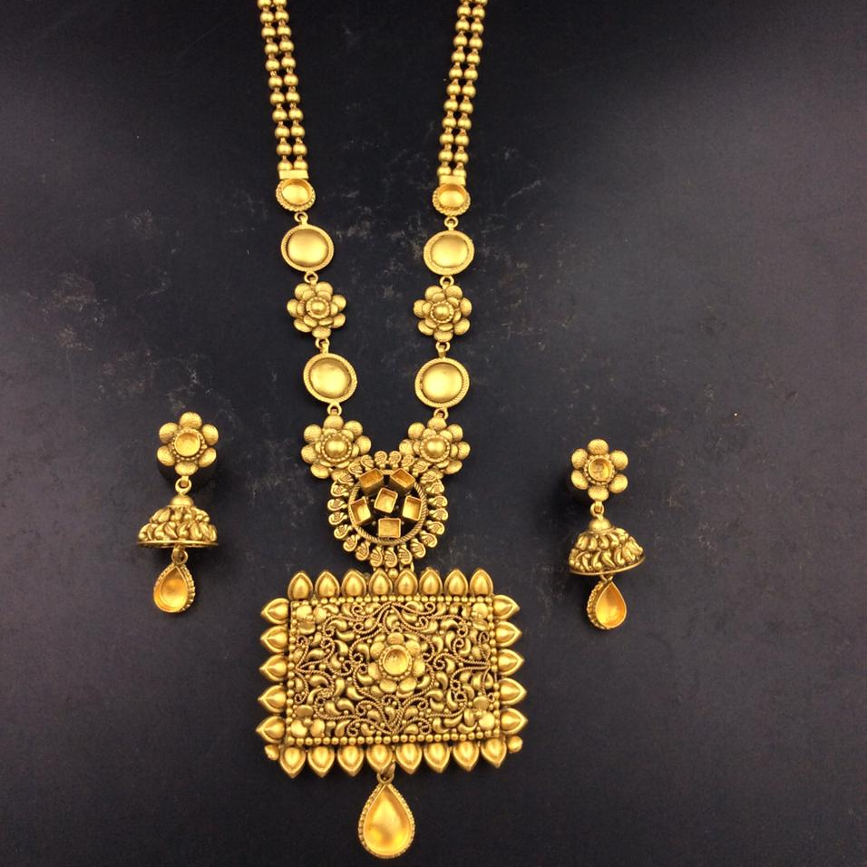 22k gold traditional design long necklace set
