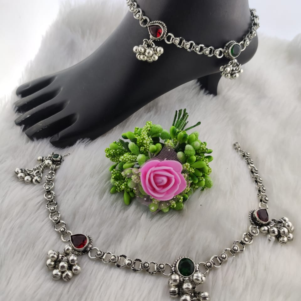 Silver designer antique oxidized payal - Image 4