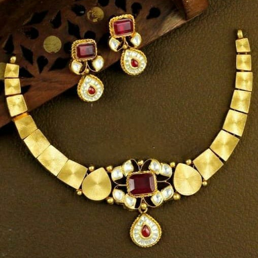 22k gold ruby with Modern design necklace set
