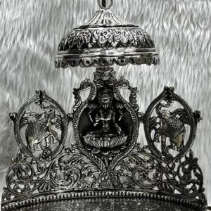 Hallmarked Silver GajLaxmi Singhasan on Swan Platform