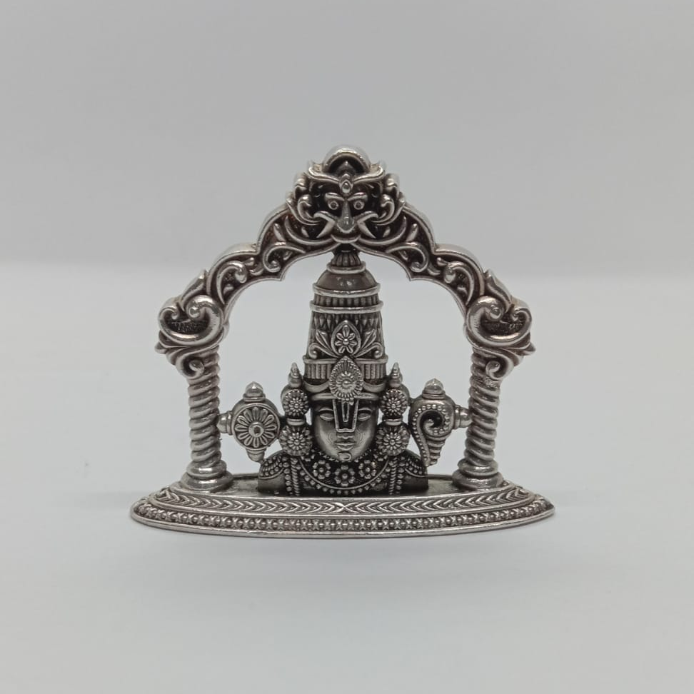 Pure silver idol of tirupati balaji in antique polish