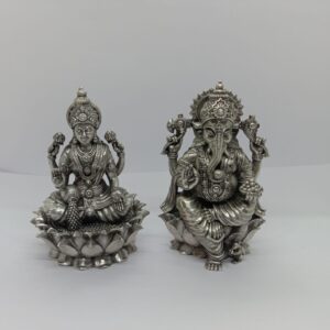 Pure silver idol of laxmi ganesha