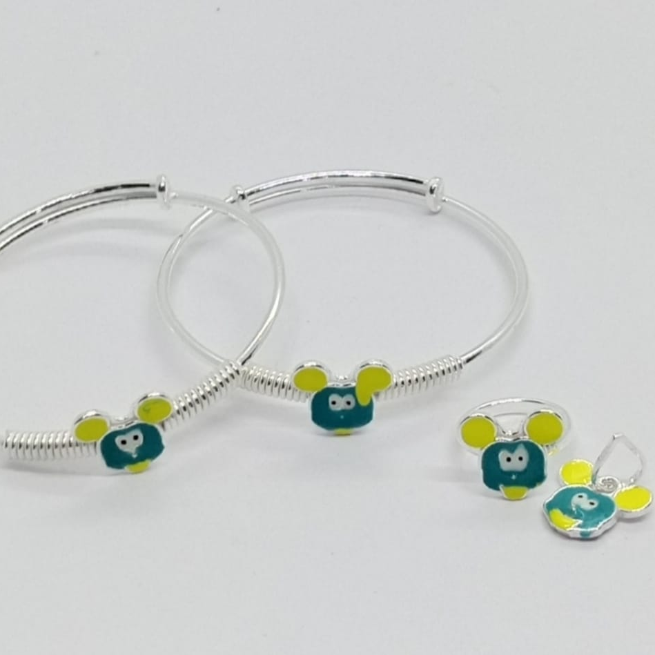 Baby kada with ring and locket, micky mouse design, adjustable in size
