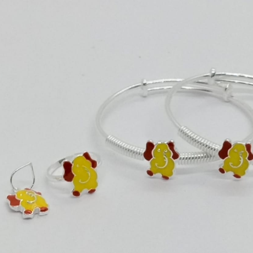 Baby kada with ring and locket, bappa design and adjustable in size