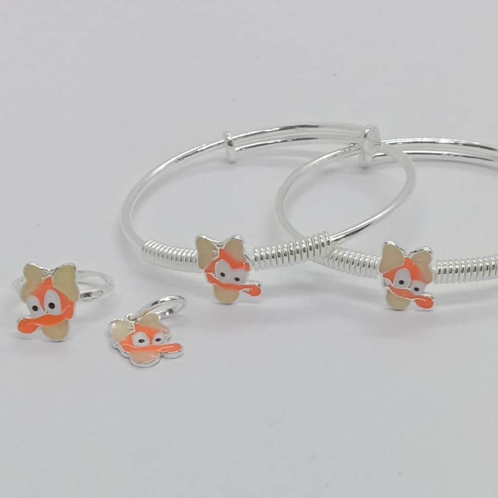 Baby kada with ring and locket, light weight, adjustable in size