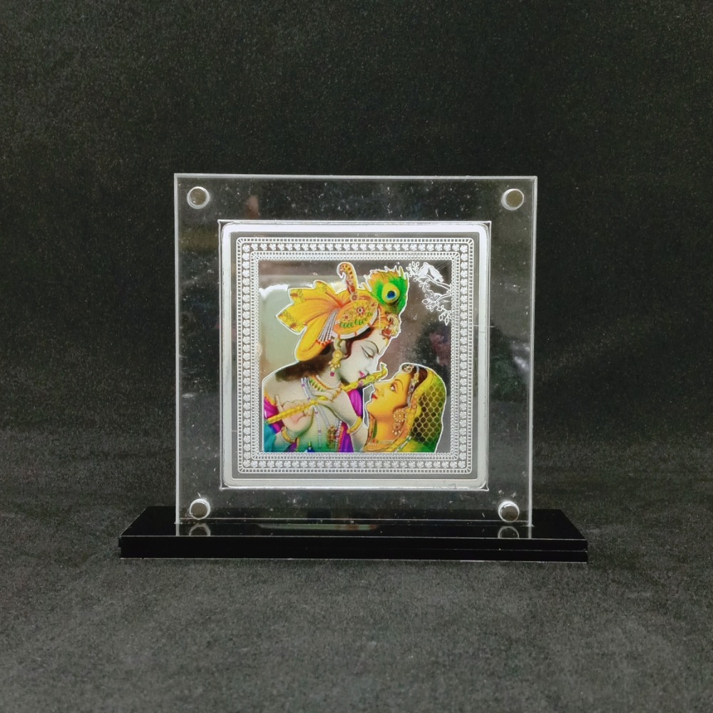 Hallmarked silver designer coin of radha krishna in color printing