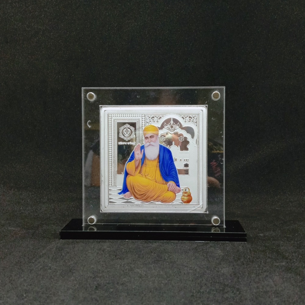 Real silver designer coin of guru nanak dev ji in color printing