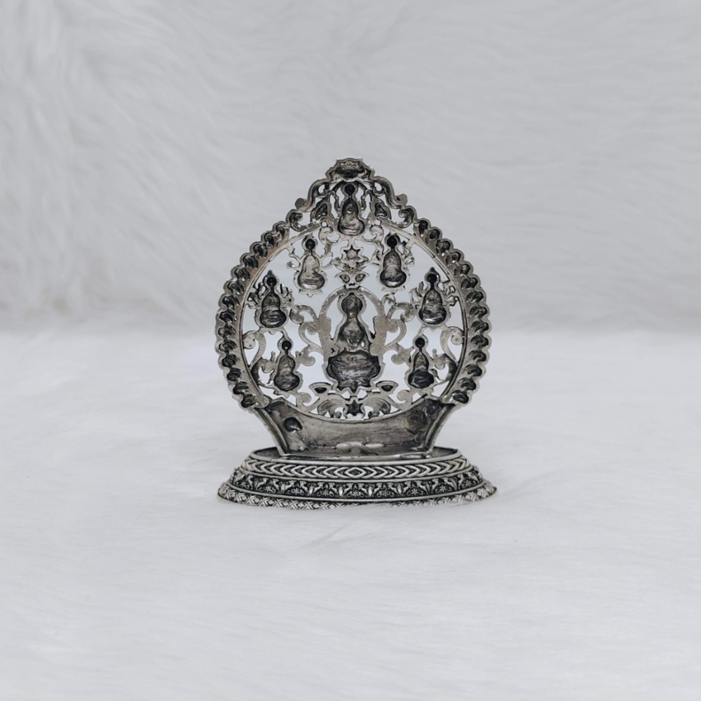 Hallmarked silver astha laxmi idol in high antique finishing - Image 2