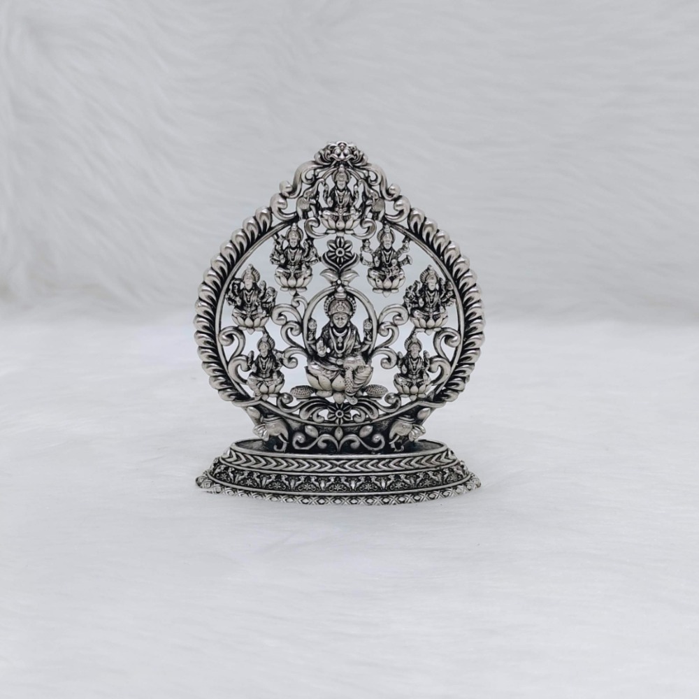Hallmarked silver astha laxmi idol in high antique finishing