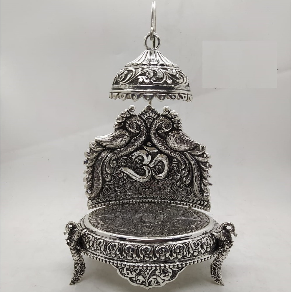 hallmarked 925 real silver singhasan in antique finishing by puran