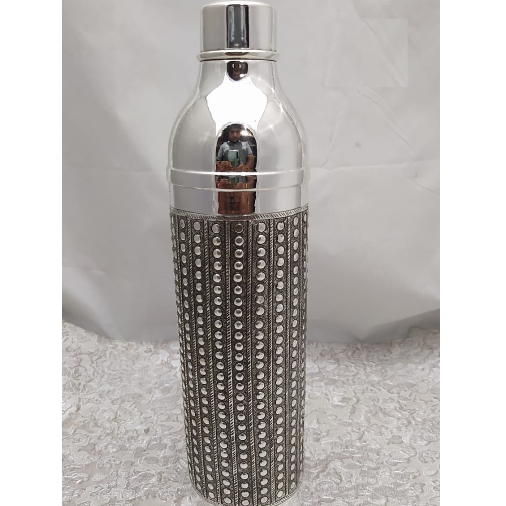 92.5 Pure Stylish Silver Bottle In Fine Antique Carvings Po-243-05