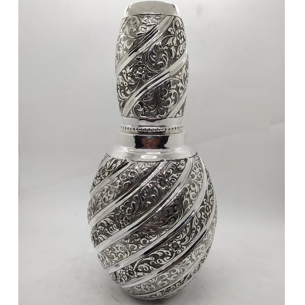 92.5% Pure Silver Designer Kunja Surayi Set with Glass PO-311-19
