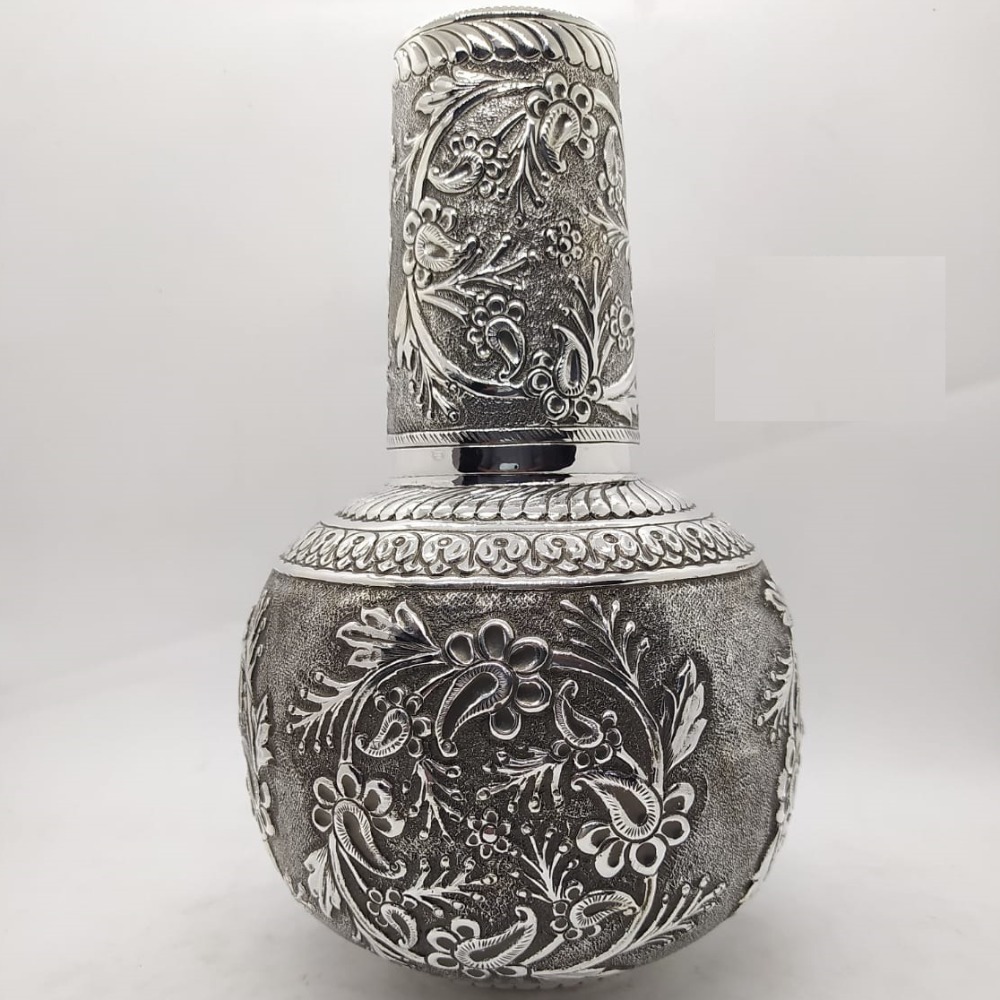 92.5% Pure Silver Designer Kunja Surayi Set with Glass PO-311-14