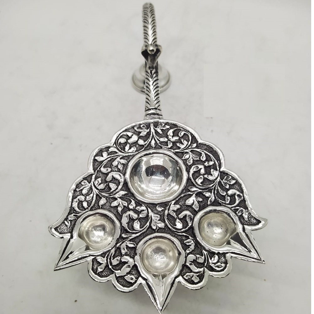 925 Pure Silver diya in Antique work PO-143-22