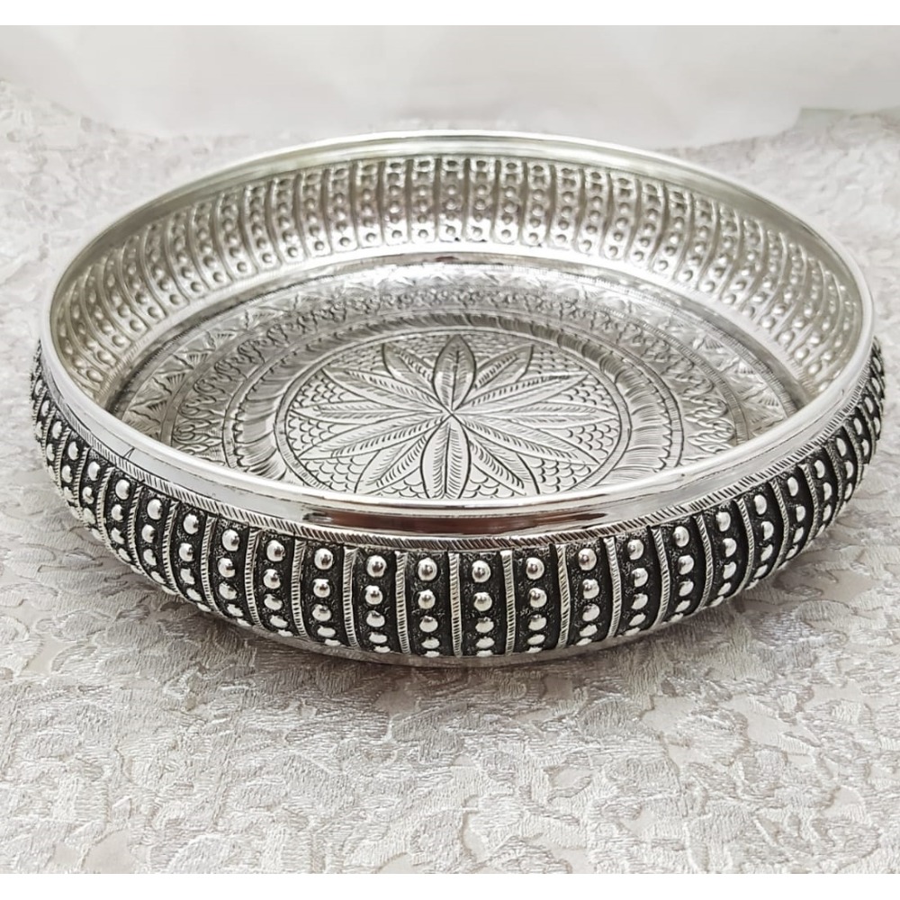 925 pure silver antique pooja thali Plate In Fine Carfvings PO-263-35