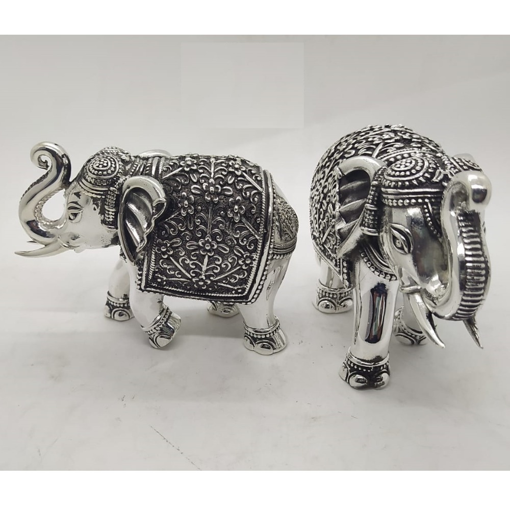 92.5 Pure Silver Elephant Pair With Raised Trunk PO-174-70