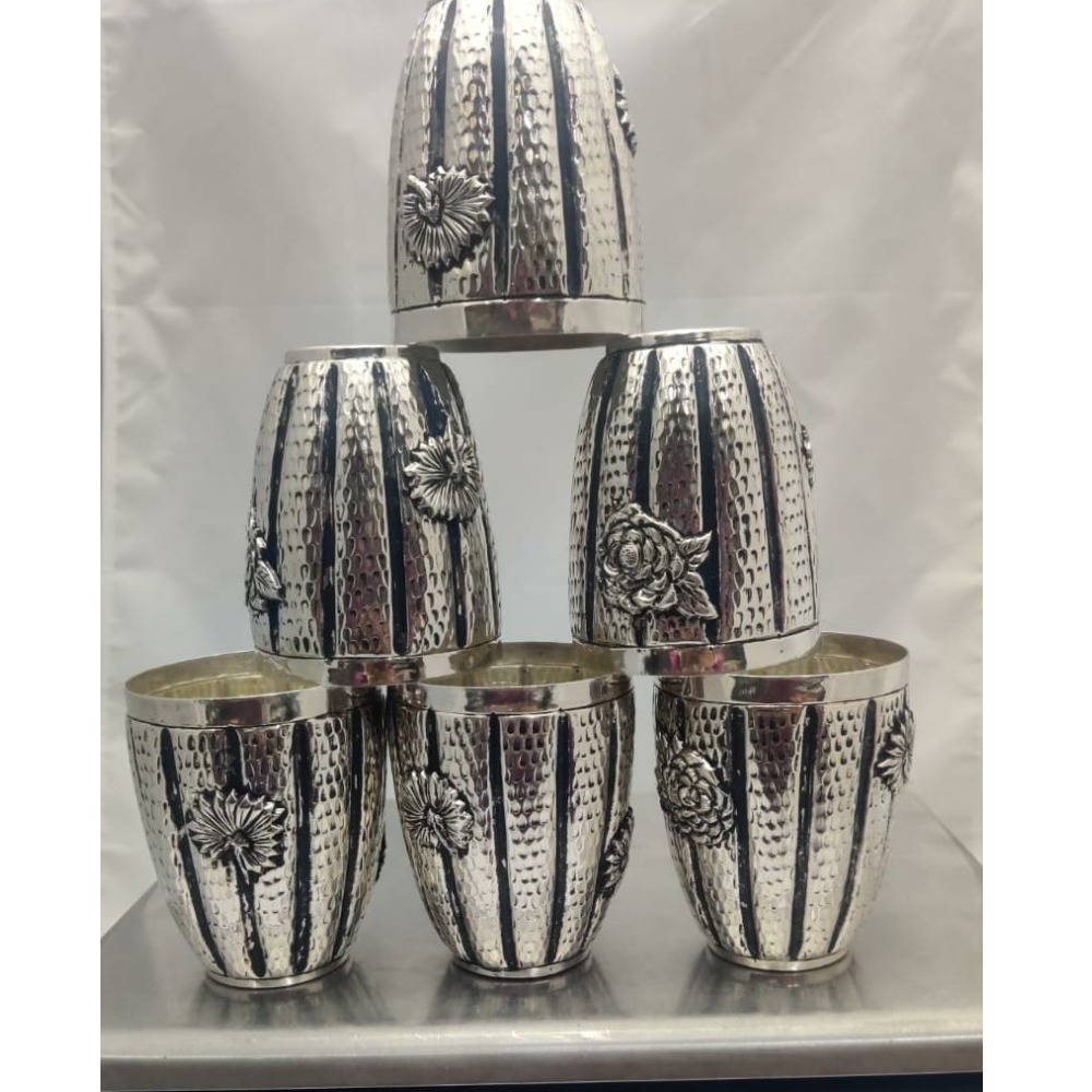 925 Pure Silver Stylish Glass set In Fine Antique PO-158-15