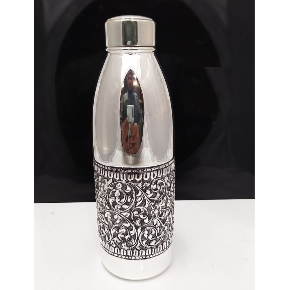 92.5 Pure Stylish Silver Bottle In Fine Antique Carvings PO-243-09