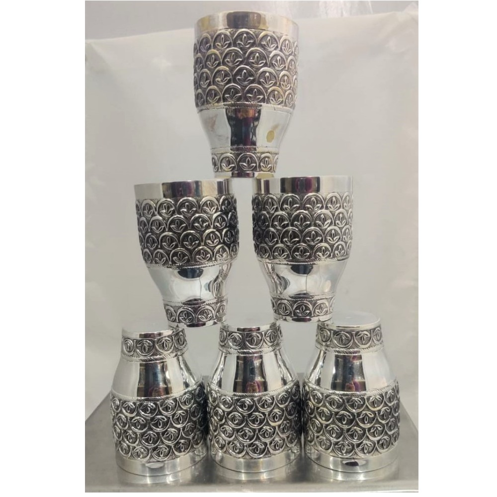 925 Pure Silver Stylish Glass set In Fine Antique finishing PO-158-13
