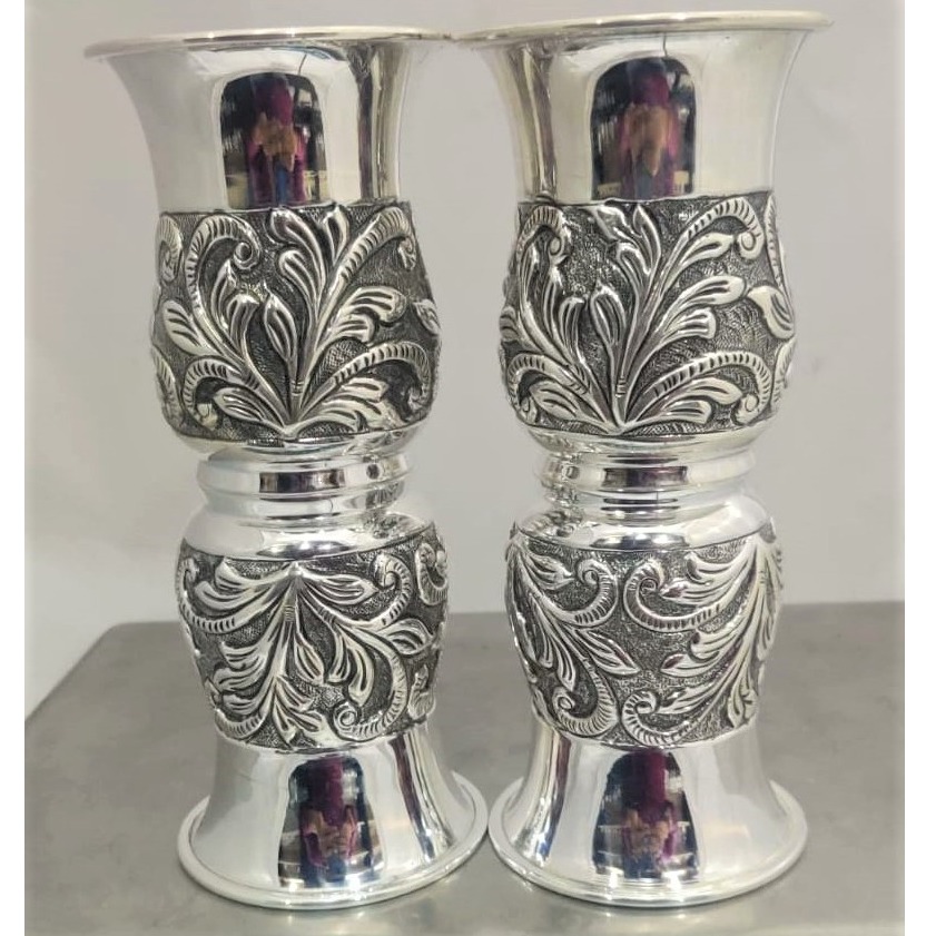 925 Pure Silver Stylish Glass In Fine Antique PO-158-09
