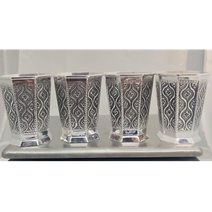 925 Pure Silver Stylish Glass In Fine Antique PO-158-08