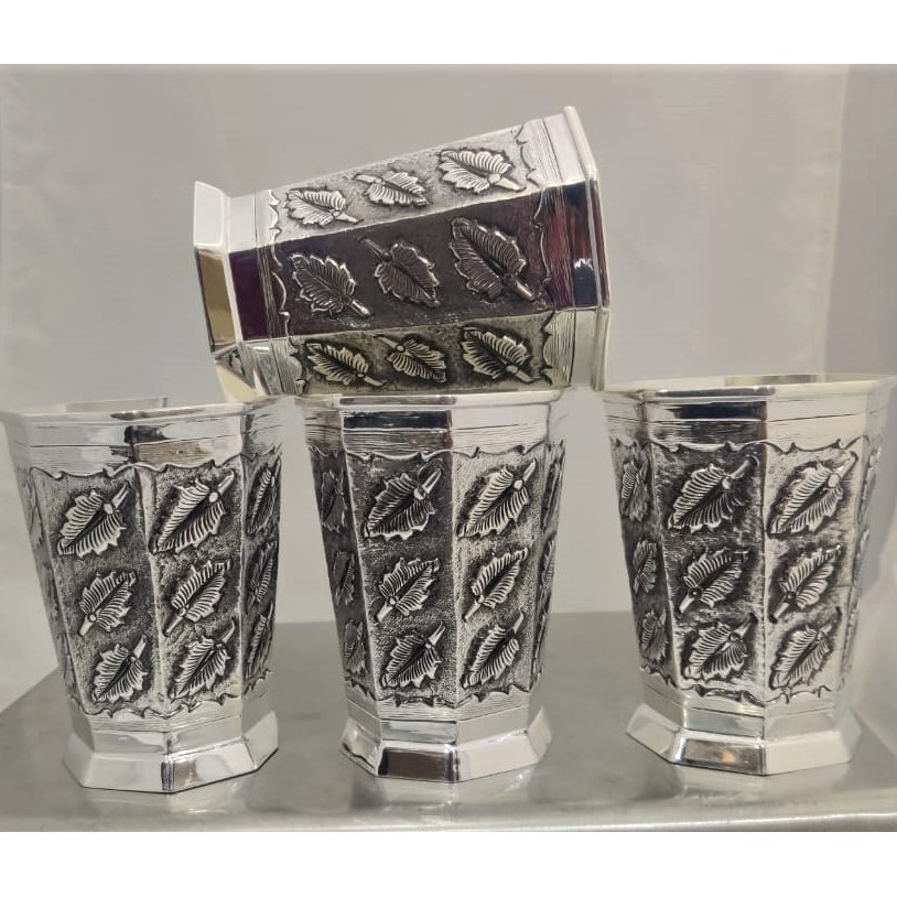 925 Pure Silver Stylish Glass In Fine Antique PO-158-06