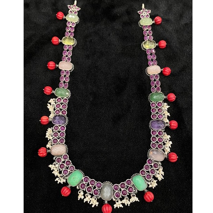 92.5% Pure Silver choker with gemstones PO-216-51