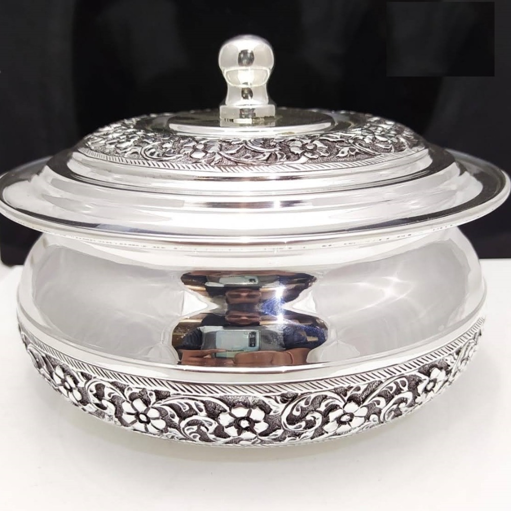 925 Pure Silver Stylish Serving Bowl with Pure Silver Cover PO-147-27