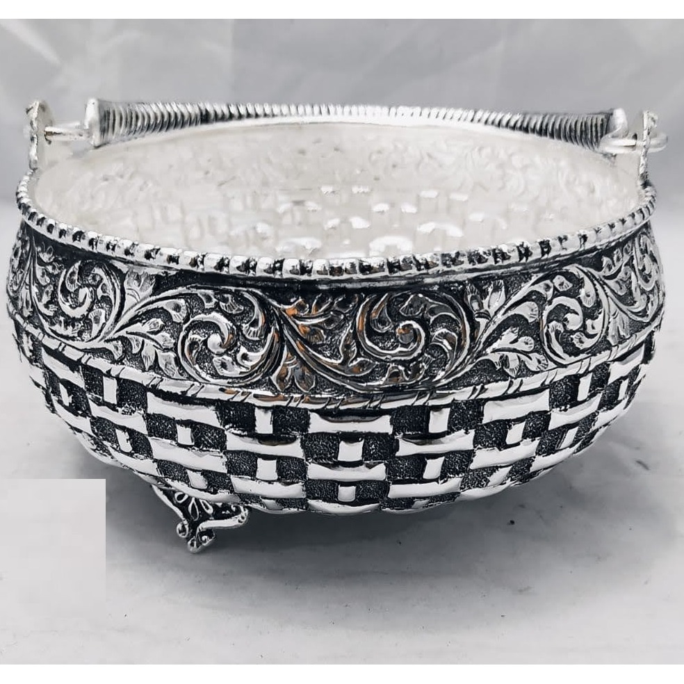 925 Pure Silver Designer Fruit & Flower Basket With Handle PO-162-21